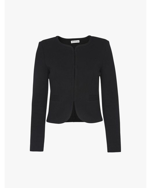 Whistles Black Women's Collarless Jersey Jacket