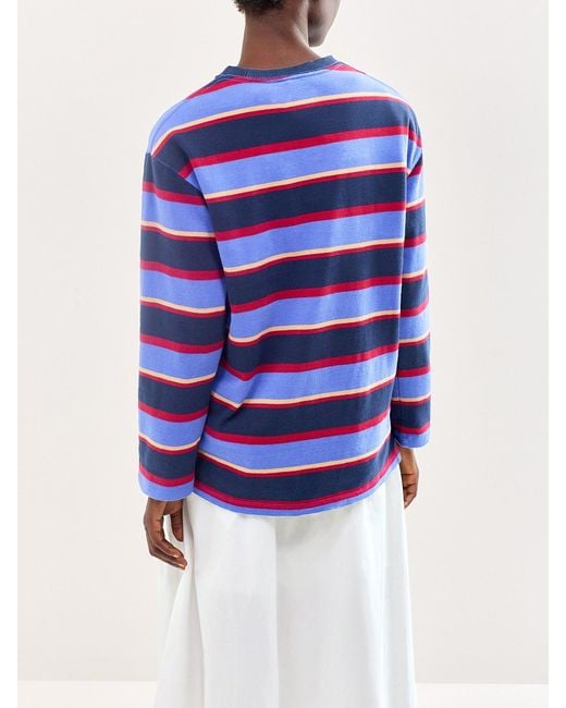 Damson Madder Blue Ali Stripe T-Shirt, Cotton