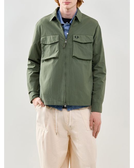 Fred Perry Green Ripstop Pocket Overshirt for men