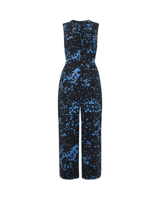 Whistles Blue Smudged Spot Josie Jumpsuit, Viscose