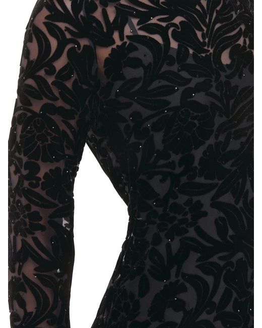 Whistles Black Women's Hot Fix Floral Velvet Dress