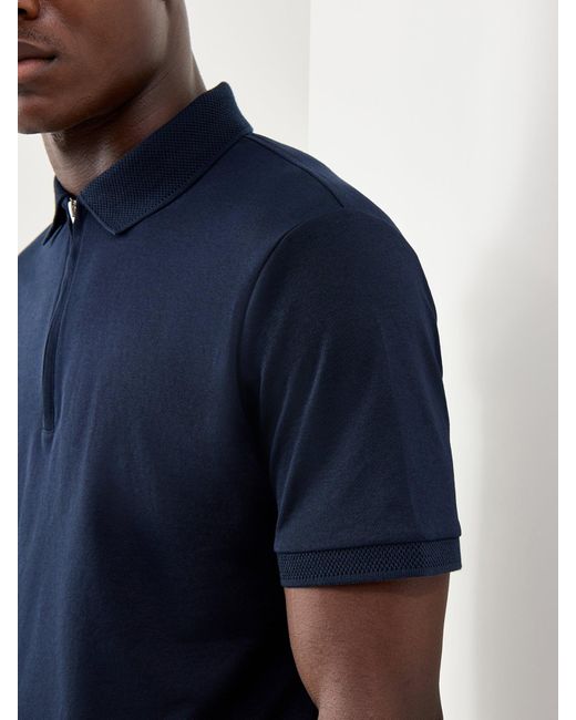 SELECTED Blue Fave Zip Short Sleeves Polo T-Shirt for men