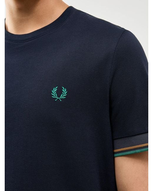 Fred Perry Blue Twin Tipped Cuff T-Shirt for men