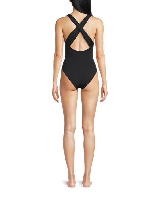 Seafolly Black Women's Collective Cross Back One Piece Swimsuit