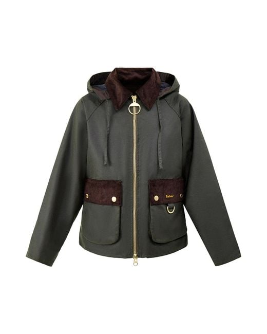 Barbour Black Carville Wax Jacket Fern