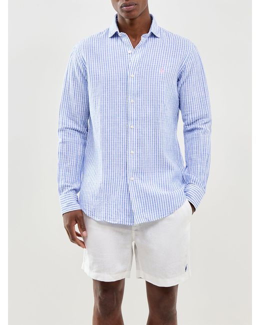 Polo Ralph Lauren Blue Seersucker Stripe Shirt for men