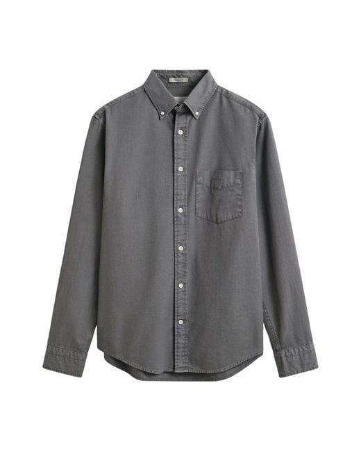 Gant Gray Garment Dyed Twill Long Sleeve Shirt for men
