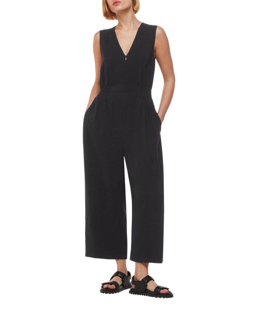 Whistles Black Remmie Cinched Waist Woven Jumpsuit