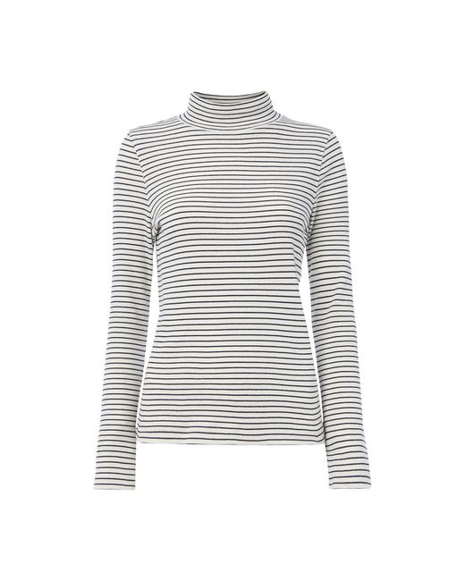 Whistles White Stripe Rib Detail Polo, Cotton