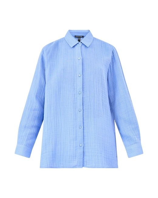 Eileen Fisher Blue Classic Collar Easy Shirt