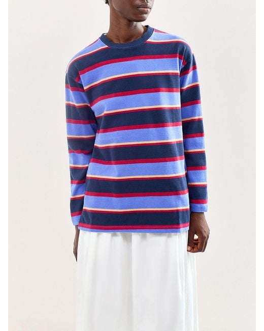 Damson Madder Blue Ali Stripe T-Shirt, Cotton
