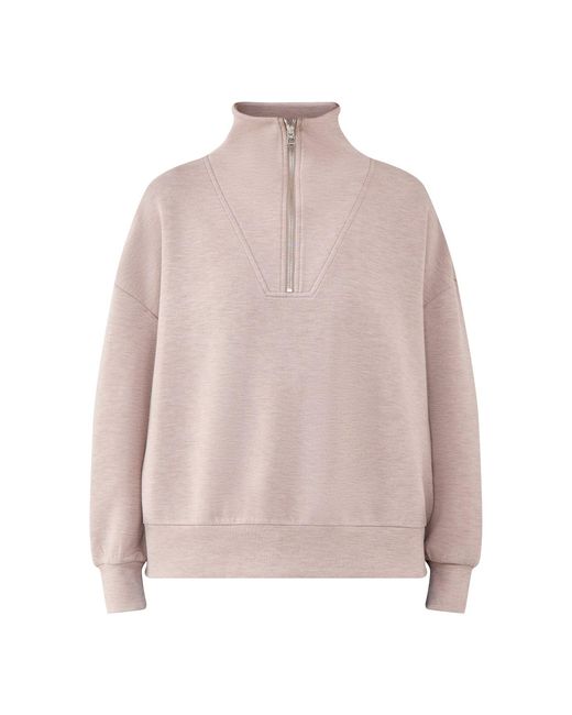 Varley Pink Hawley Half Zip Sweat Taupe