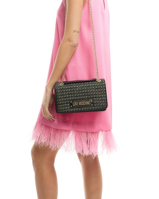 Love Moschino Gray Women's Mademoiselle Tweed Shoulder Bag