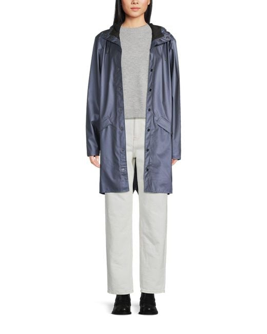 Rains Blue Long Jacket
