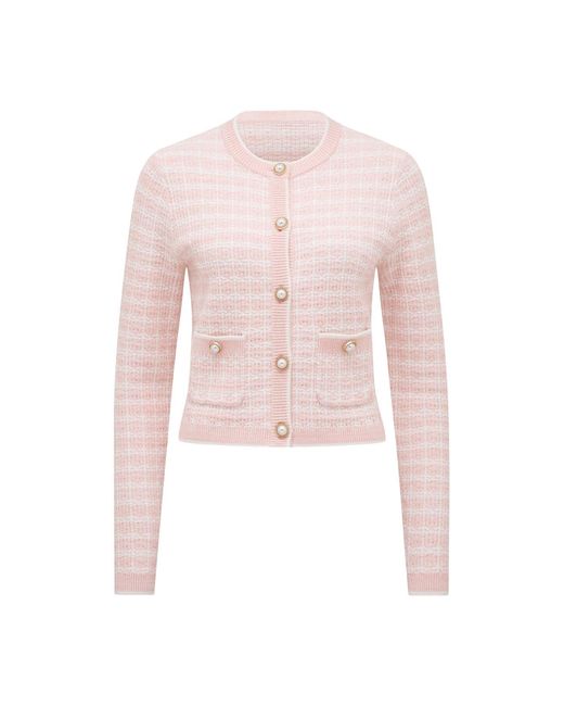 Forever New Pink Louise Boucle Knit Cardigan