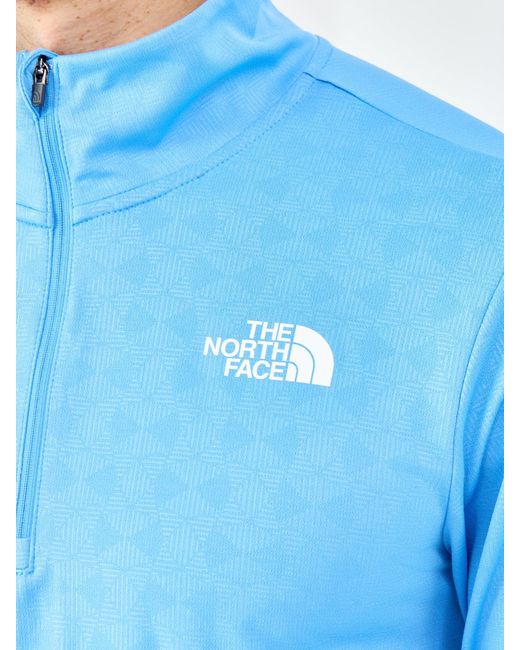 The North Face Blue Pentadome Embossed 1/4 Zip Tee for men