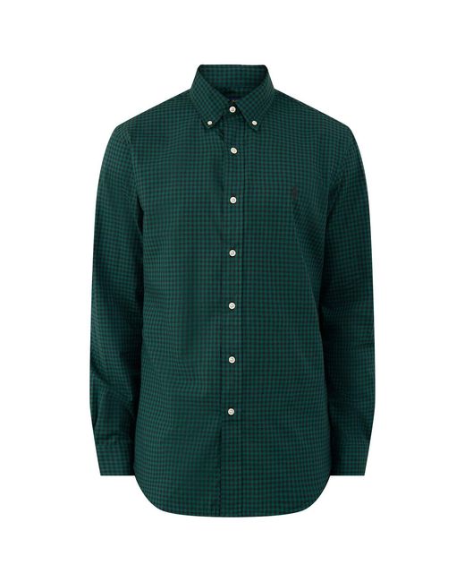 Polo Ralph Lauren Green Custom Fit Sanded Twill Check Shirt for men