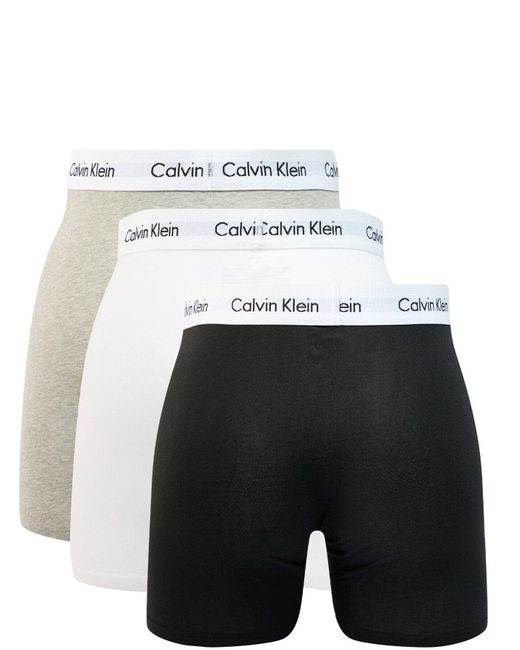 Calvin Klein White Three Pack Boxer Briefs, Cotton for men