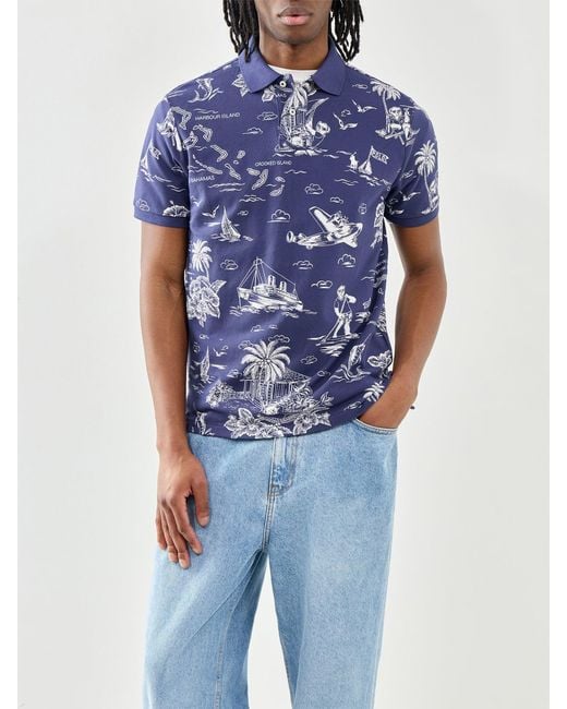 Polo Ralph Lauren Blue Ralph Lauren Island Printed Polo Shirt for men