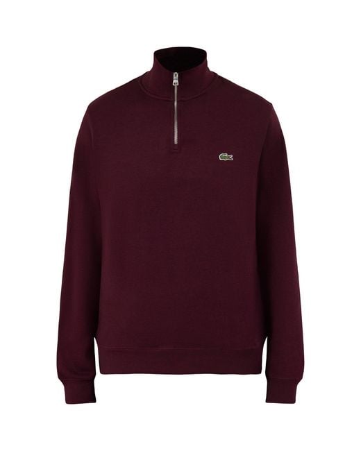 Lacoste Red Quarter-Zip Sweatshirt for men