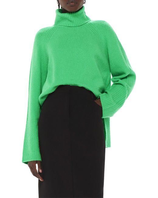 Whistles Green Women's Textured Rib Detail Roll Neck