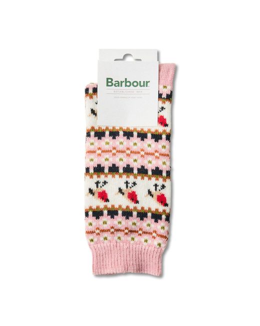 Barbour White Robin Fair Isle Sock