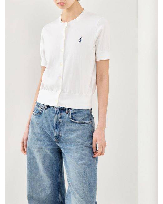 Polo Ralph Lauren White Short Sleeve Knit Cardigan