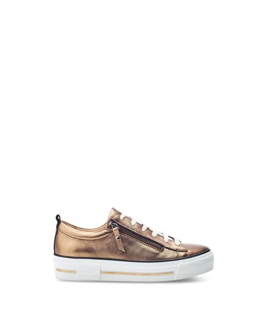 Moda In Pelle White Women's Filician Gold Metallic Leather Trainers