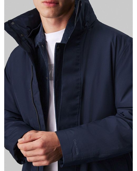 Calvin Klein Blue Mid Length Parka Jacket for men