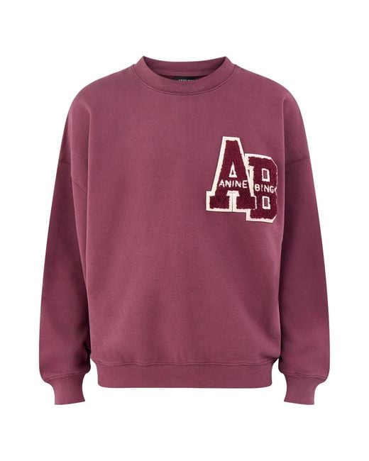 Anine Bing Purple Miles Letterman Sweatshirt