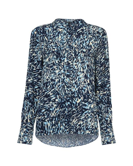 Whistles Blue Women's Leopard Swirl Print Shirt