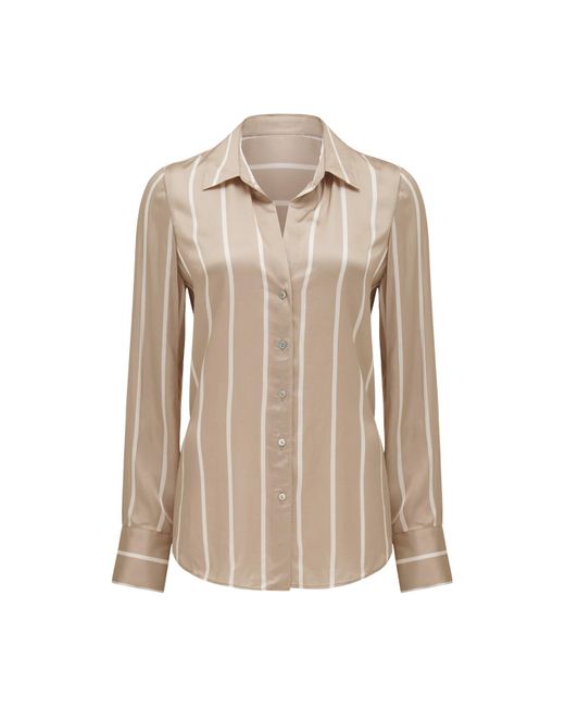 Forever New Natural Women's Harvey Notched Neck Satin Shirt