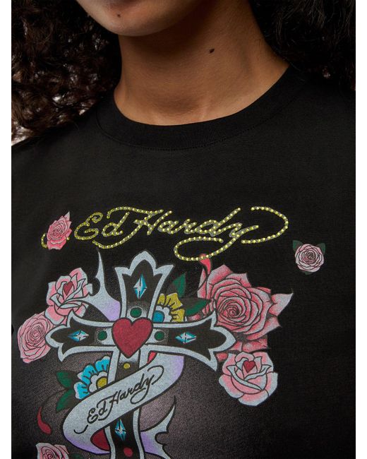 Ed Hardy Gray Love Is True Diamante Baby T-Shirt