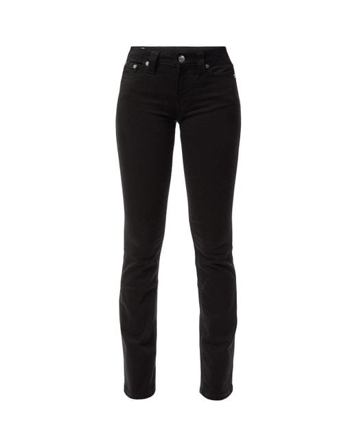 True Religion Black Billie Mid Rise Straight Jeans