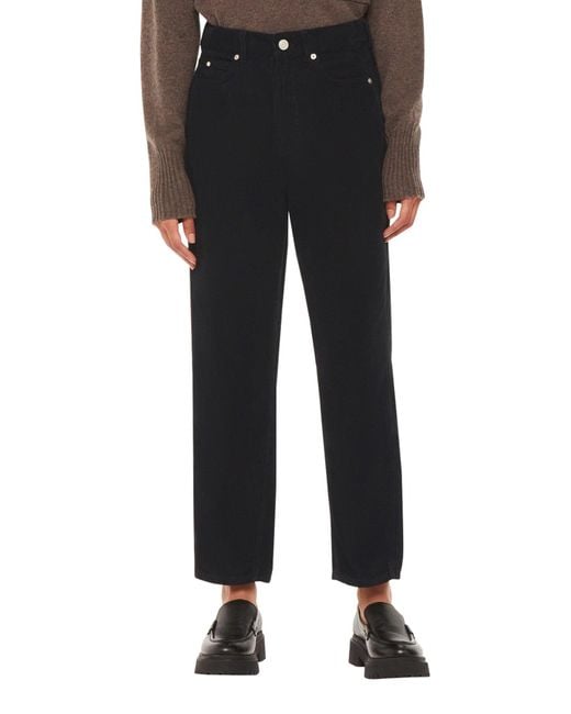 Whistles Black Women's High Waist Cord Barrel Jean