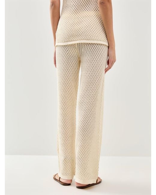 Pretty Lavish Natural Imani Pointelle Knit Trousers Cream