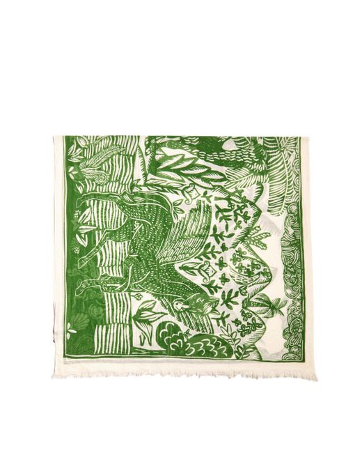 Inoui Edition Green Women's Dufy Linen Cotton Scarf