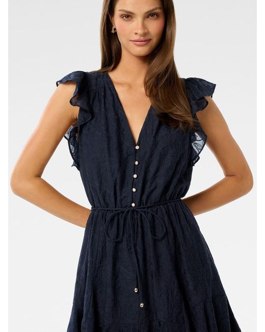 Forever New Blue Maxine Flutter Sleeves Mini Dress