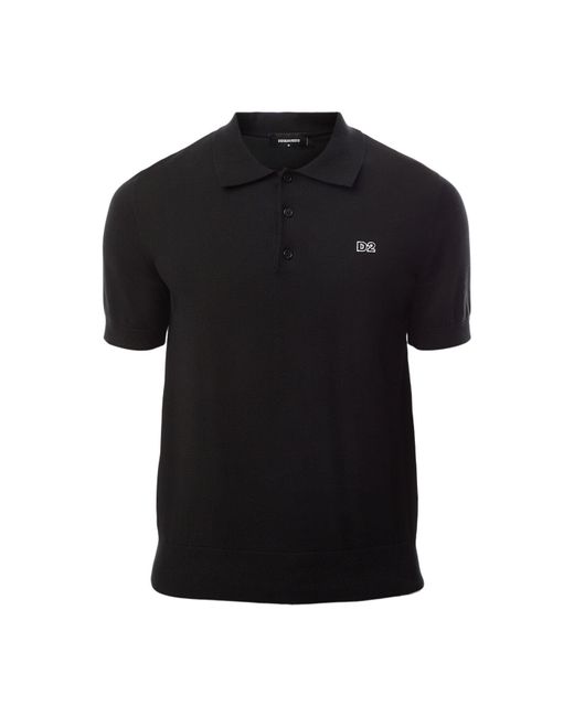 DSquared² Black Knit D2 Polo for men