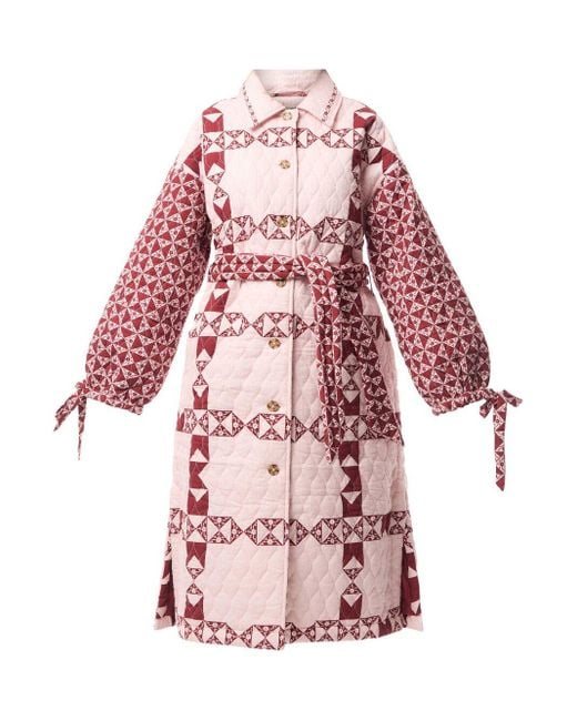 Damson Madder Pink Women's Dahlia Quilted Patchwork Coat