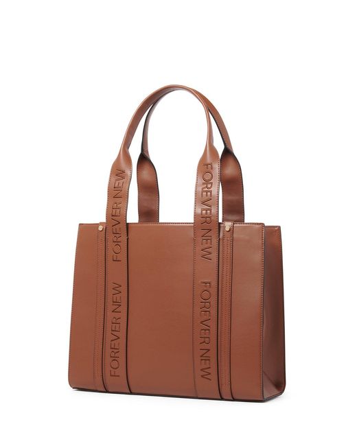 Forever New Brown Signature Alison Structured Tote Bag