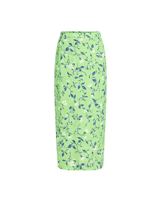 Kitri Green Women's Laurel Vine Print Midi Skirt