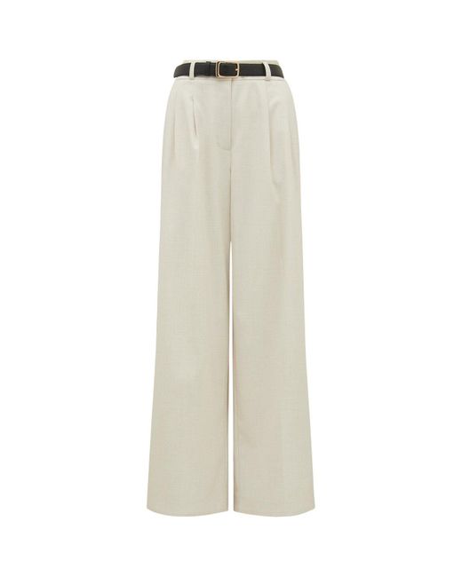 Forever New White Women's Edweena Belted Wide Leg Pants