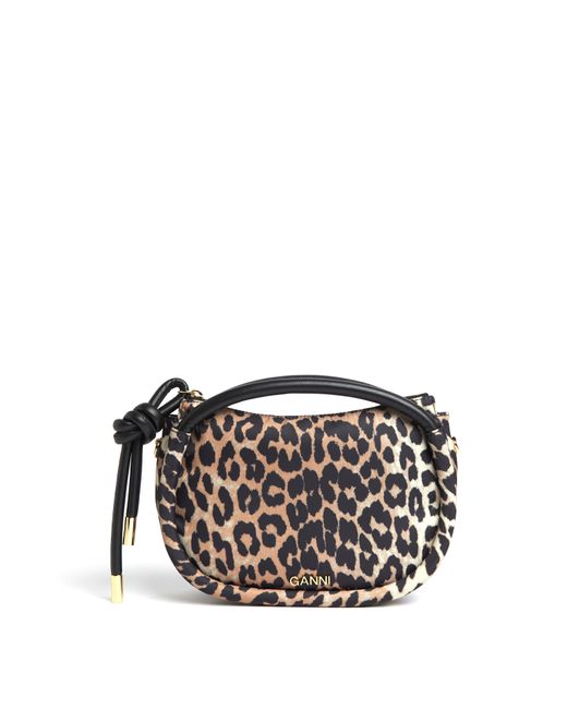 Ganni Gray Women's Knot Mini Bag Print Leopard