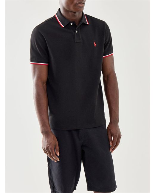 Polo Ralph Lauren Black Custom Fit Tipping Polo Top for men