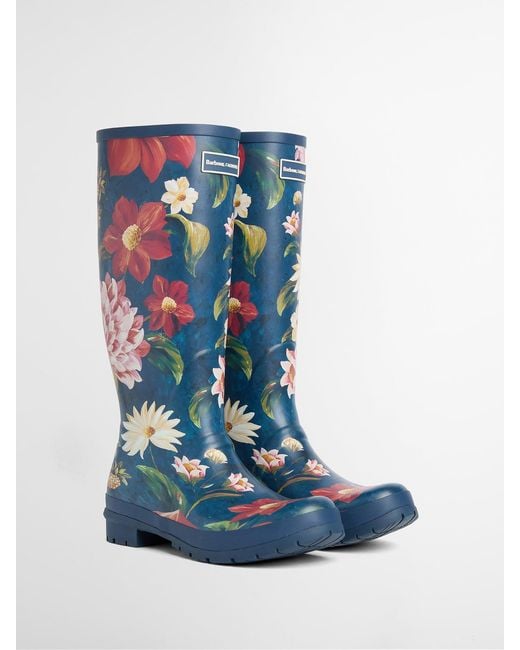 Barbour Blue X Farm Rio Wild Flower Wellington Boots