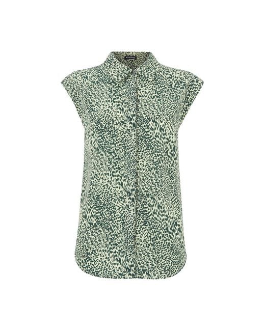 Whistles Green Women's Diagonal Leopard Shirt