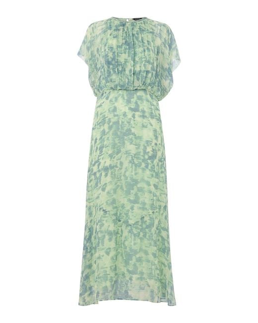 Whistles Green Dashed Brush Marks Midi Dress