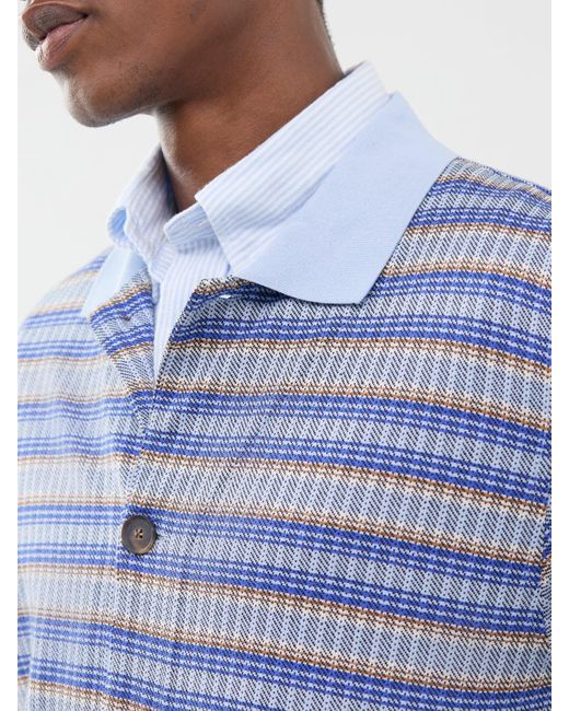 Paul Smith Blue Texture Stripe Collar Cardigan for men