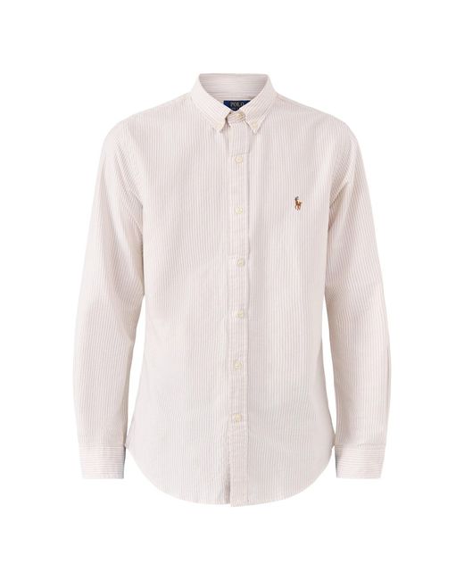 Polo Ralph Lauren White Slim Fit Stripe Oxford Shirt for men